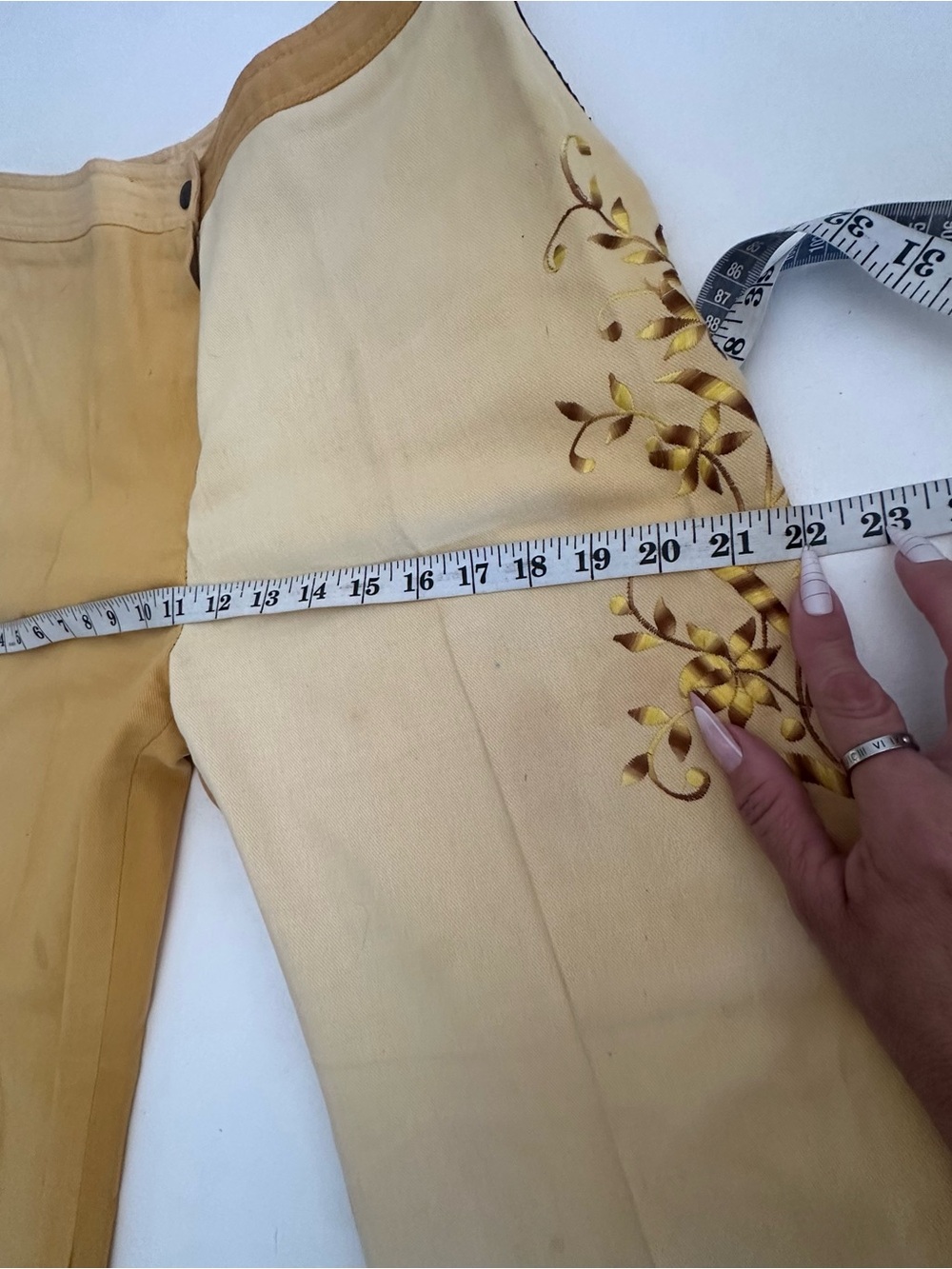 🌟 Rare Vintage 70s Two-Tone Embroidered Flare Pants – Made in Hong Kong - Picture 5 of 10